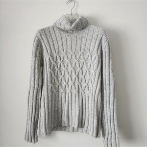 FISHERMAN OUT OF IRELAND| Wool cashmere Ribbed Sweater turtleneck gray size M